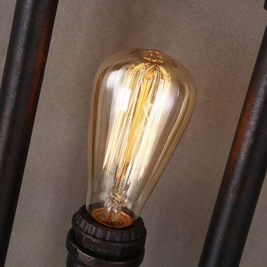 Rustic Rectangular Wall Lamp: Black Iron 1-Bulb Fixture For Corridors