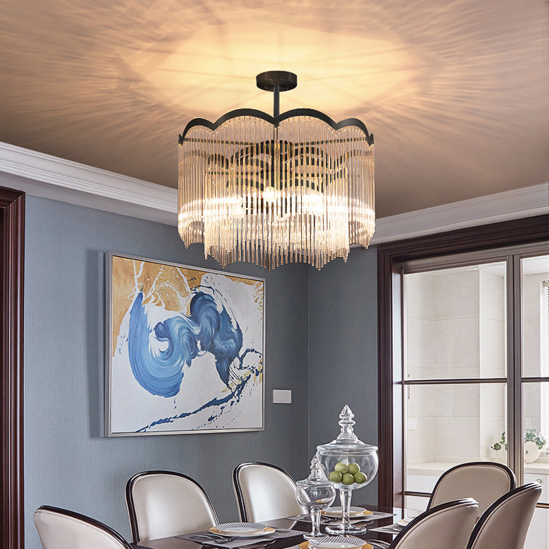 Blue Crystal Dining Room Chandelier Light With Round Design Clear