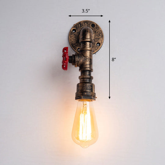 Rustic Style Iron Water Pipe Wall Lamp In Bronze - Restaurant Lighting Fixture / N