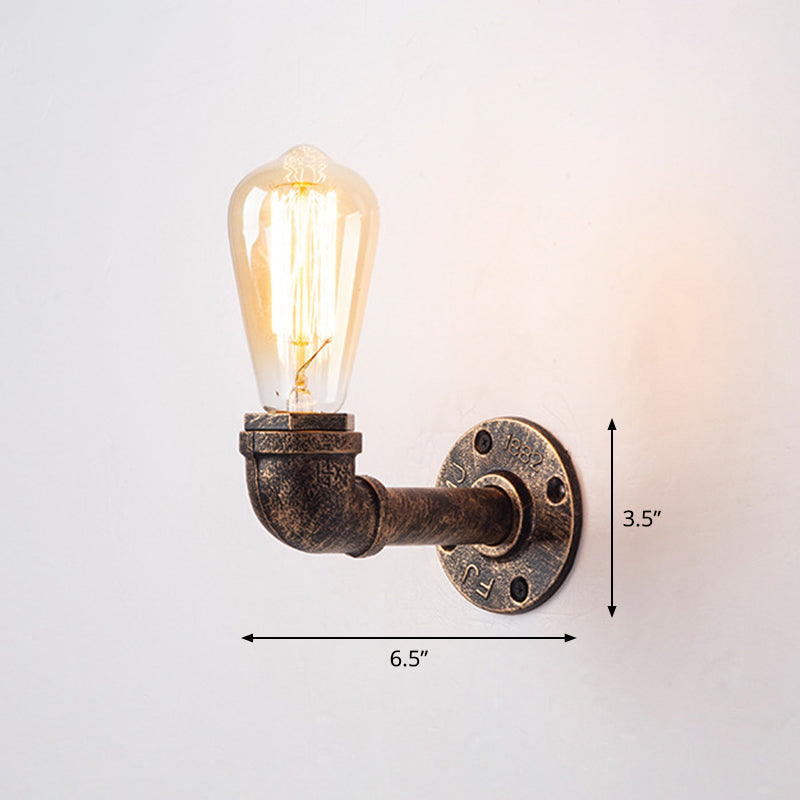 Rustic Style Iron Water Pipe Wall Lamp In Bronze - Restaurant Lighting Fixture / K