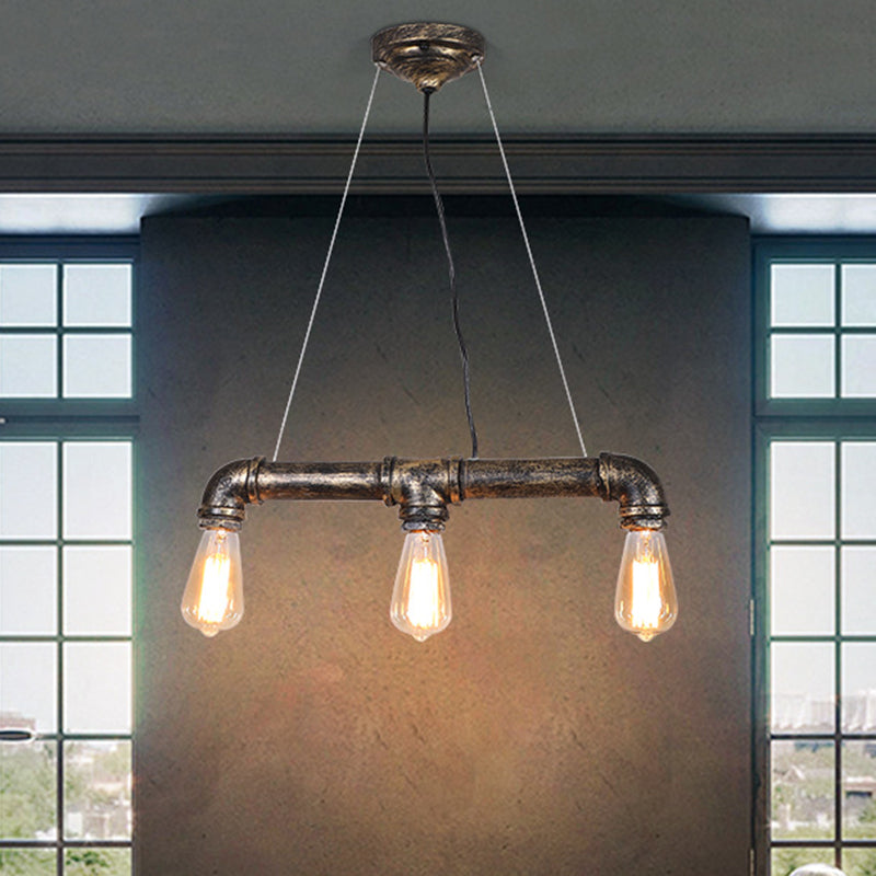 Rustic Bronze Island Pendant Light: Plumbing Pipe Iron Ceiling Lighting For Living Room 3 /