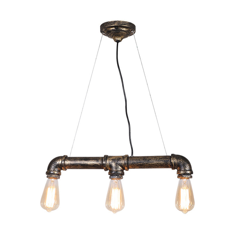 Rustic Bronze Island Pendant Light: Plumbing Pipe Iron Ceiling Lighting For Living Room