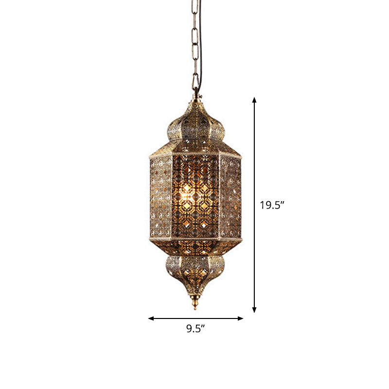 2-Head South-East Asia Cut-Out Hanging Lamp: Iron Ceiling Lighting In Bronze For Restaurants