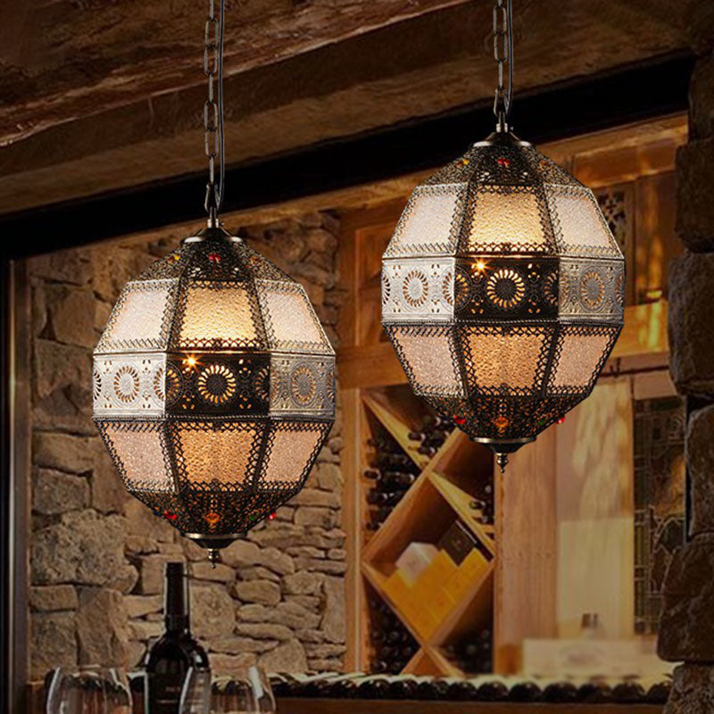 Hollow-Out Suspension Light In Bronze - Restaurant Pendant Fixture (3 Bulbs)