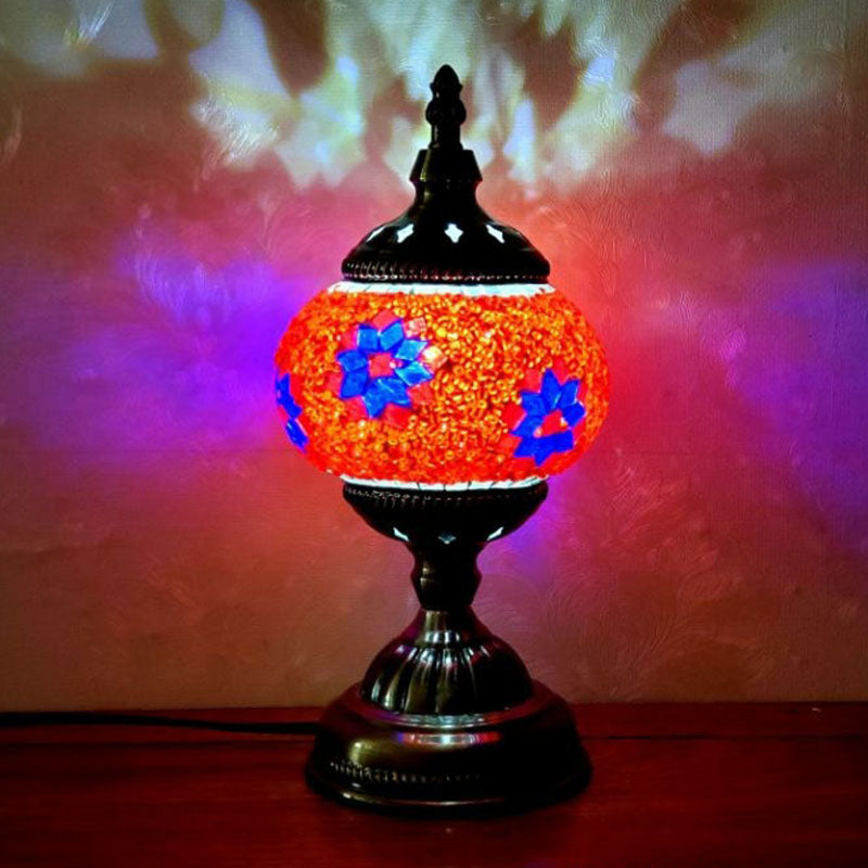 Handcrafted Turkish Stained Glass Nightstand Lamp - Elegant Single-Bulb Table Light For Restaurants
