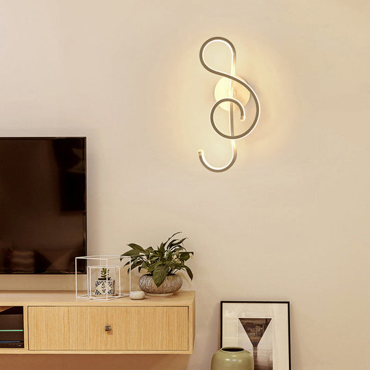 Modern Acrylic Led Wall Light Fixture - Music Note Design For Living Room White / Warm