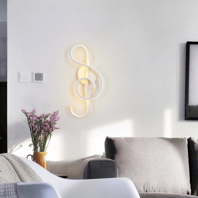 Modern Acrylic Led Wall Light Fixture - Music Note Design For Living Room