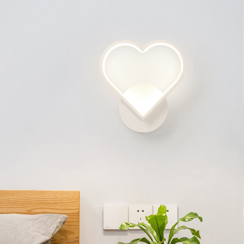 Contemporary Led Wall Light Fixture - Geometrical Aluminum Bedside Lamp White / Loving Heart