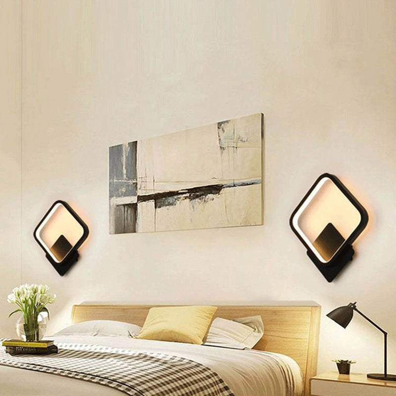 Contemporary Led Wall Light Fixture - Geometrical Aluminum Bedside Lamp