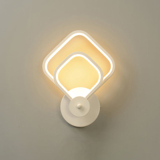 White Shaded Led Wall Light For Living Room - Simplicity Meets Acrylic Mount Lighting / D