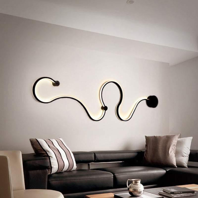 Nordic Style Led Wall Lamp - Metallic Snake Design Black Finish Perfect Lighting For Living Room /