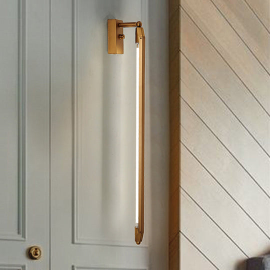 Rotatable Led Wall Light For Corridors - Minimalist Metallic Design Gold