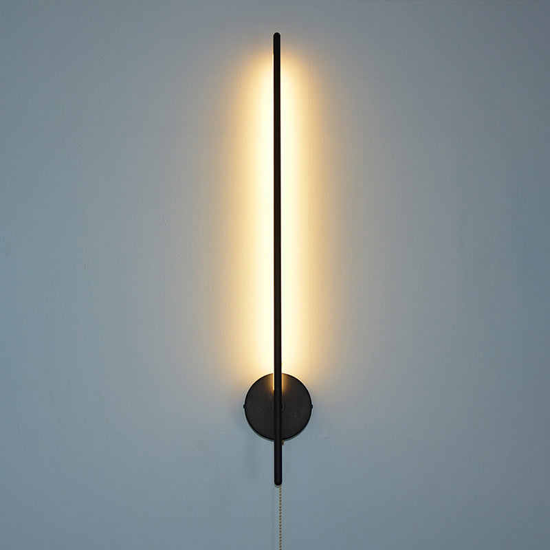 Metallic Tube Wall Mount Led Light With Pull Chain - Black Simplicity For Corridor