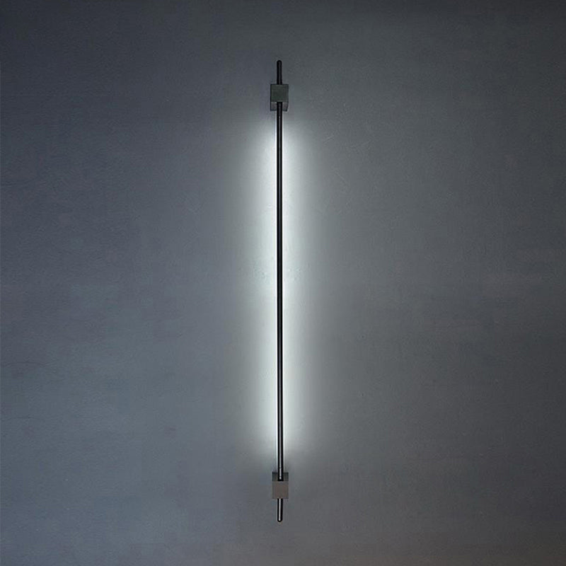 Sleek Pole Shaped Led Wall Light For Living Room - Minimalist Metallic Mounted Lighting Black / 39