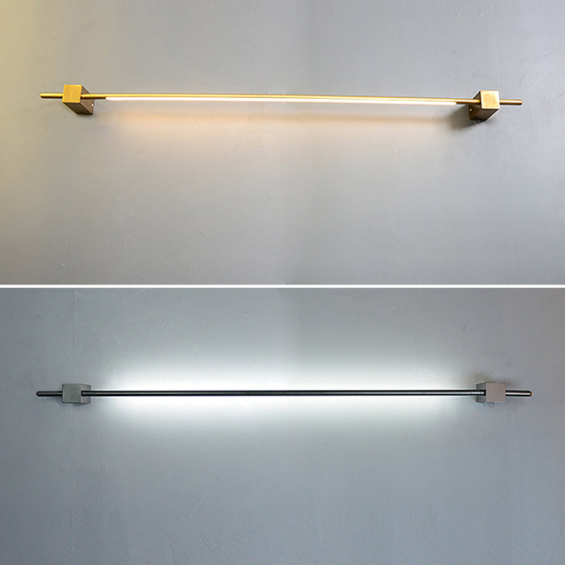 Sleek Pole Shaped Led Wall Light For Living Room - Minimalist Metallic Mounted Lighting
