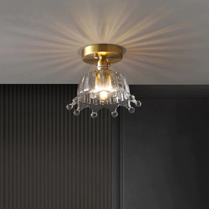 Nordic Creative Corridor Balcony Crown Copper Ceiling Lamp