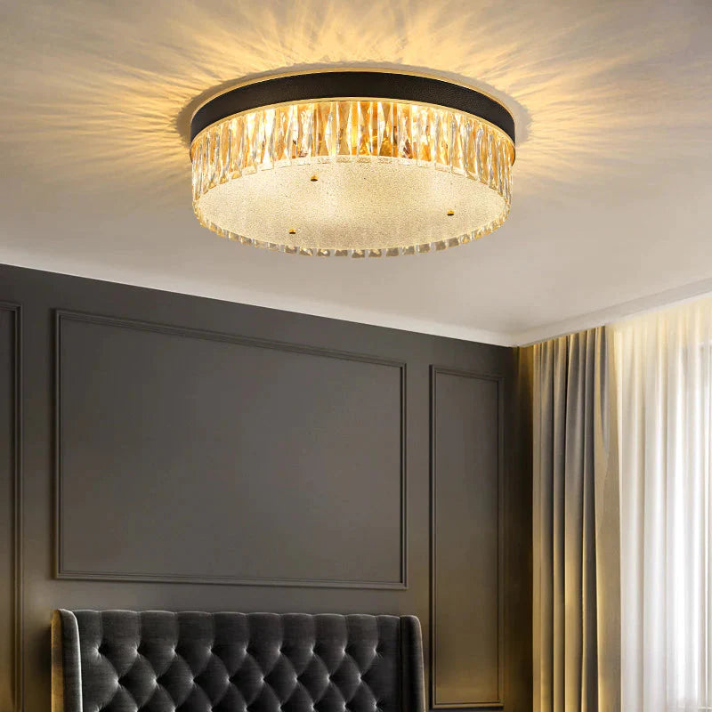 Modern Light Luxury Crystal Round Bedroom Dining Room Ceiling Lamp