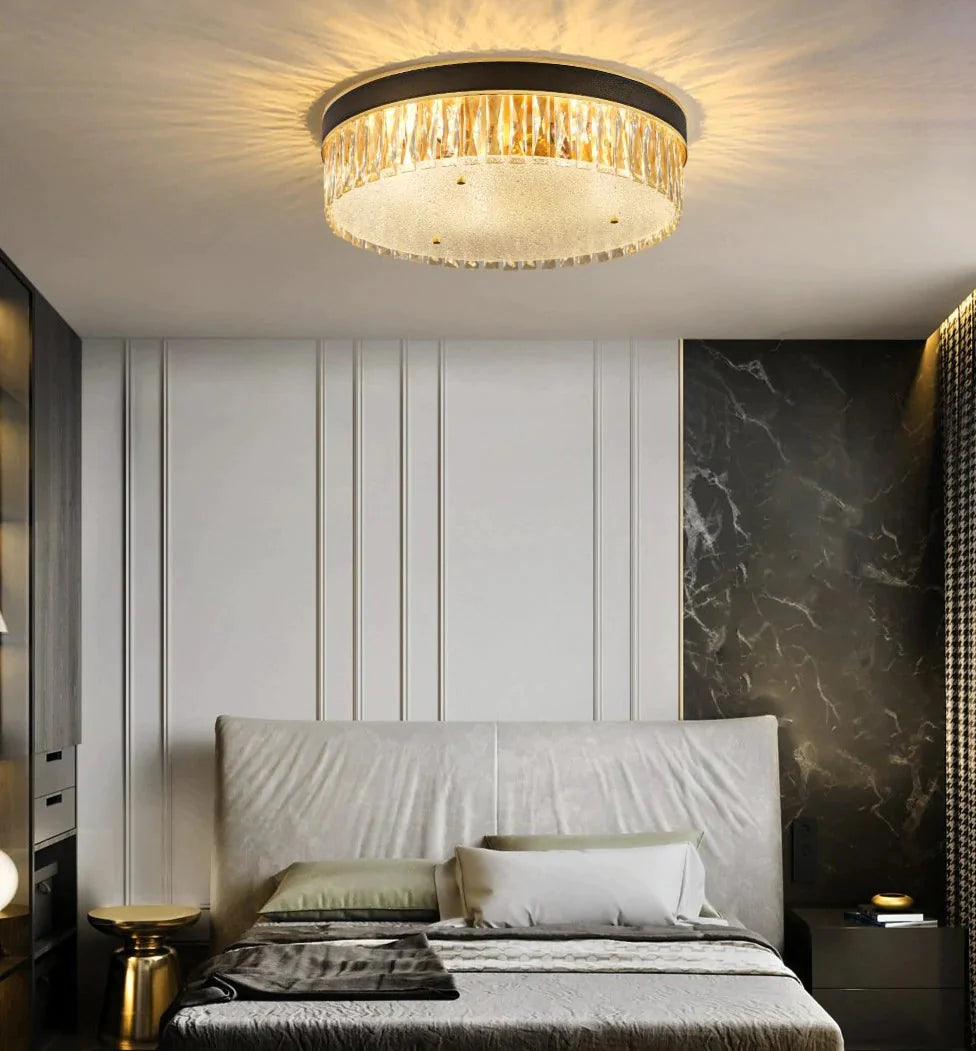 Modern Light Luxury Crystal Round Bedroom Dining Room Ceiling Lamp