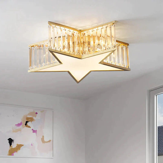 Nordic All-Copper Crystal Bedroom Study Room Lamp Ceiling