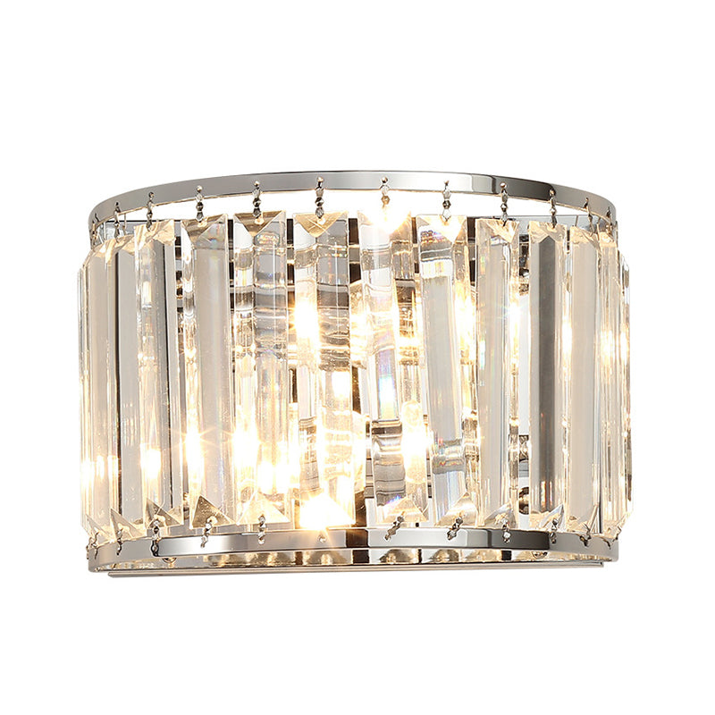 Modern Clear Crystal Wall Mounted Light 2-Bulb Chrome Finish Lamp