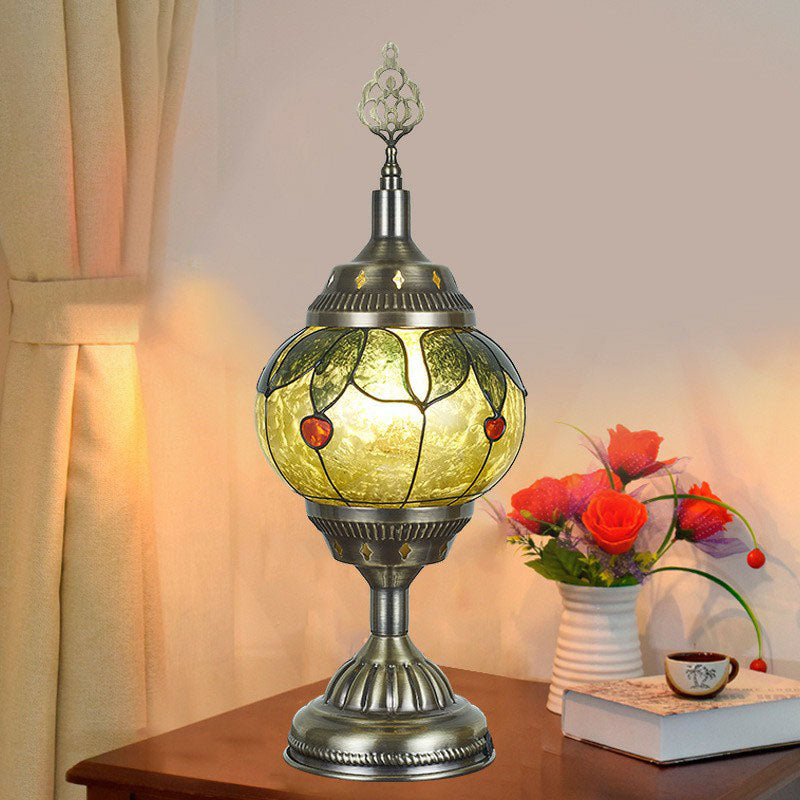Iron Nightstand Lamp - Turkish-Style 1-Light Table Lighting For Study Room In Bronze Finish