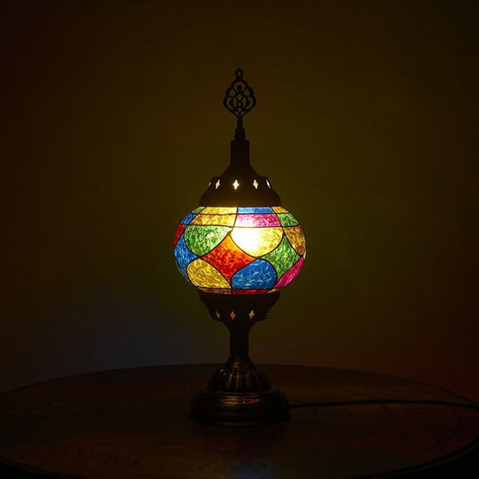 Iron Nightstand Lamp - Turkish-Style 1-Light Table Lighting For Study Room In Bronze Finish / F