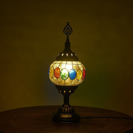 Iron Nightstand Lamp - Turkish-Style 1-Light Table Lighting For Study Room In Bronze Finish / D