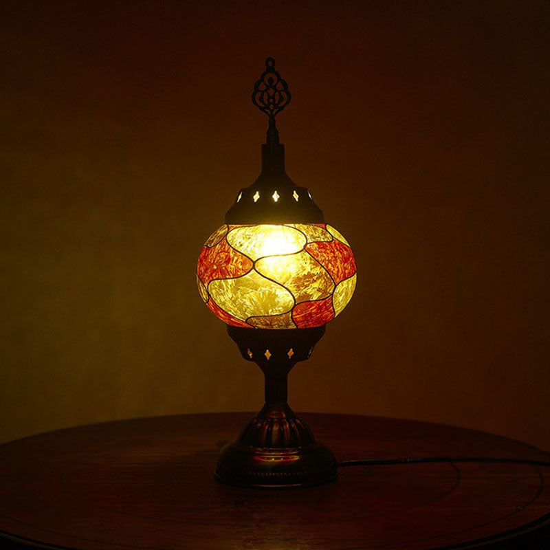 Iron Nightstand Lamp - Turkish-Style 1-Light Table Lighting For Study Room In Bronze Finish / E