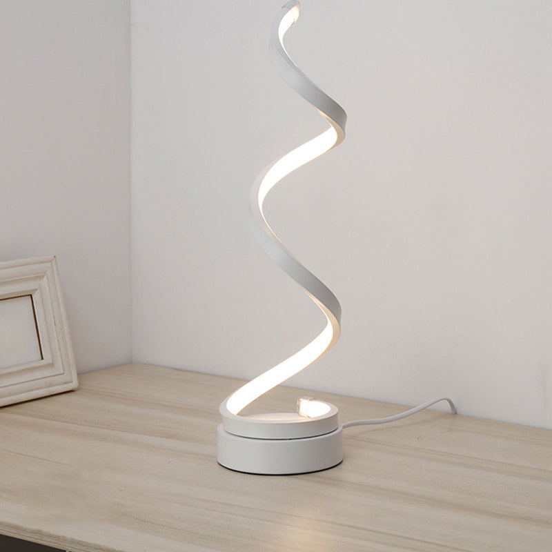 Contemporary Acrylic Led Nightstand Lamp - Stylish Spiral Shape For Living Room Table Lighting White