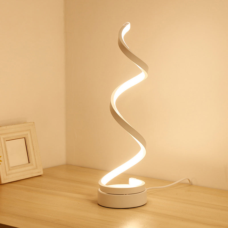 Contemporary Acrylic Led Nightstand Lamp - Stylish Spiral Shape For Living Room Table Lighting
