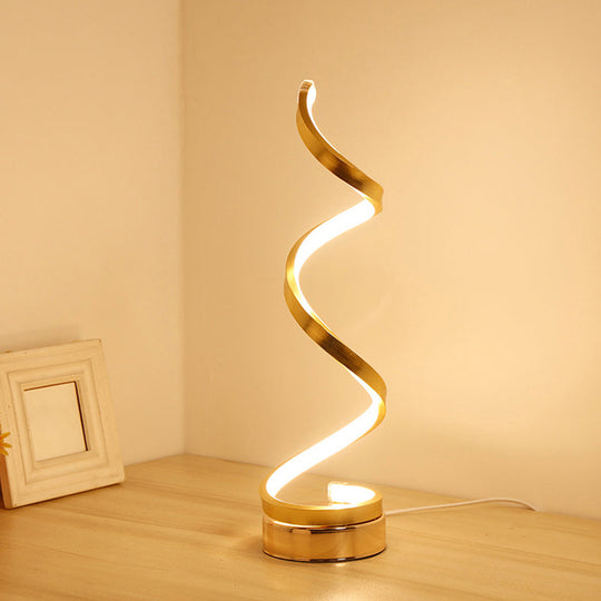 Contemporary Acrylic Led Nightstand Lamp - Stylish Spiral Shape For Living Room Table Lighting