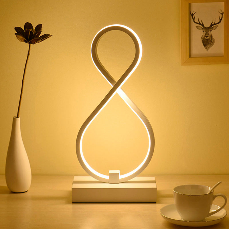 Sleek Curve Led Table Lamp For Living Room Nightstand - Simplicity Style Metallic Finish