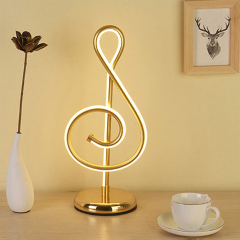 Sleek Curve Led Table Lamp For Living Room Nightstand - Simplicity Style Metallic Finish Gold / C