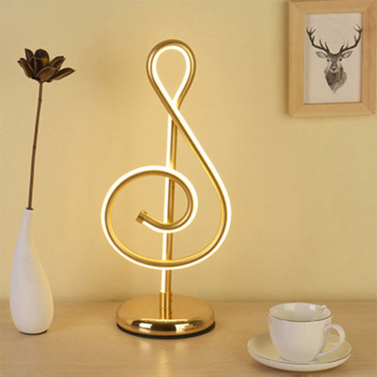 Sleek Curve Led Table Lamp For Living Room Nightstand - Simplicity Style Metallic Finish Gold / C