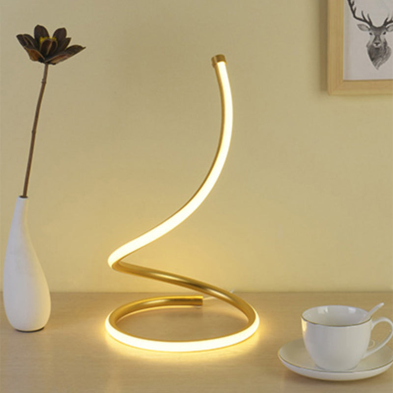 Sleek Curve Led Table Lamp For Living Room Nightstand - Simplicity Style Metallic Finish Gold / B