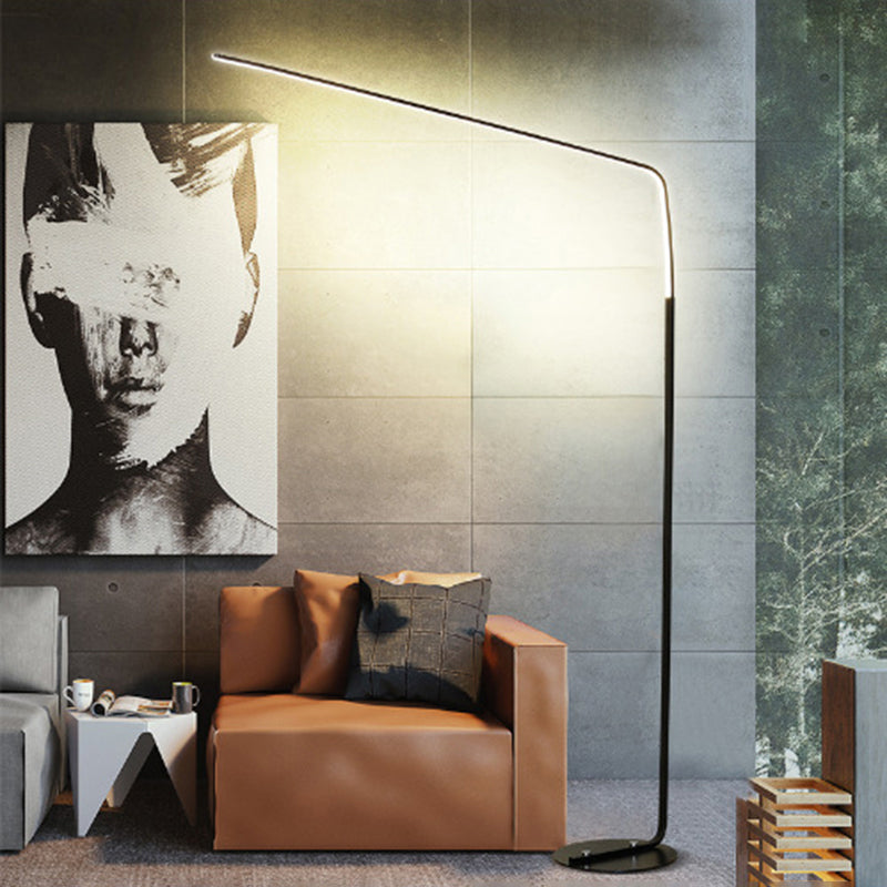 Minimalist Led Floor Lamp For Living Room - Acrylic Fishing Rod Design Black / White