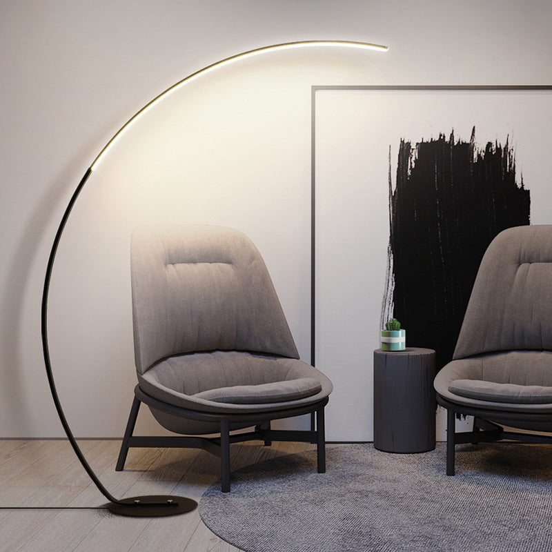 Modern Acrylic Floor Lamp: White Led Lighting For Living Room With Fishing Rod Stand Black /