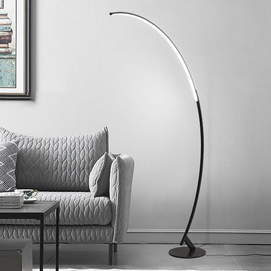 Contemporary Arched Led Floor Lamp In Metallic Coffee - Enhance Your Living Room Lighting! / White