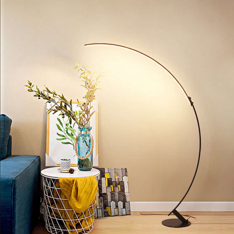 Contemporary Arched Led Floor Lamp In Metallic Coffee - Enhance Your Living Room Lighting! / Warm