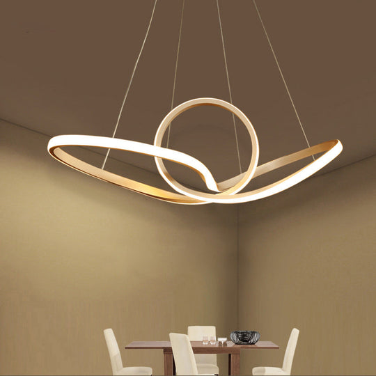 Twist LED Nordic Style Gold Chandelier for Living Room - Acrylic Suspension Light