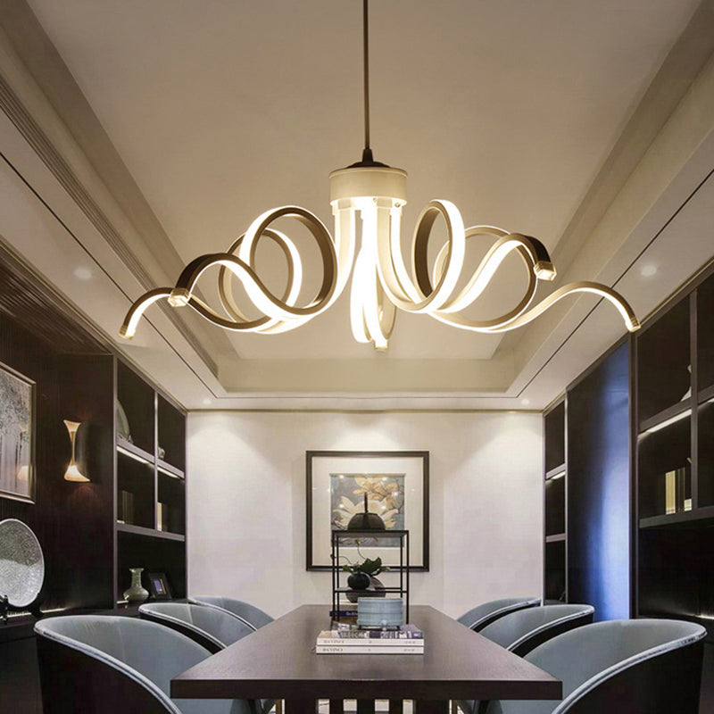 Modern Petal Led Ceiling Light: Acrylic Chandelier For Restaurants Black / White