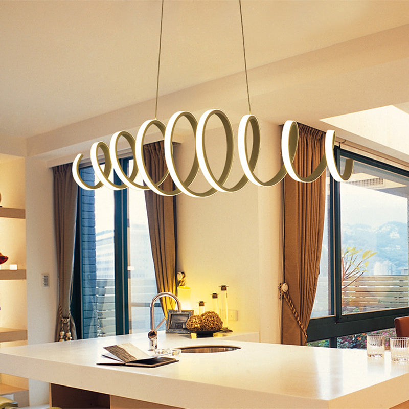 Contemporary White Spiral Chandelier Pendant Light with Acrylic and LED - Ideal for Dining Rooms