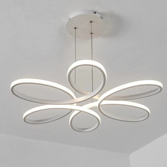 Nordic Floral Led Ceiling Chandelier - Metallic Living Room Light Fixture White / 23 Natural