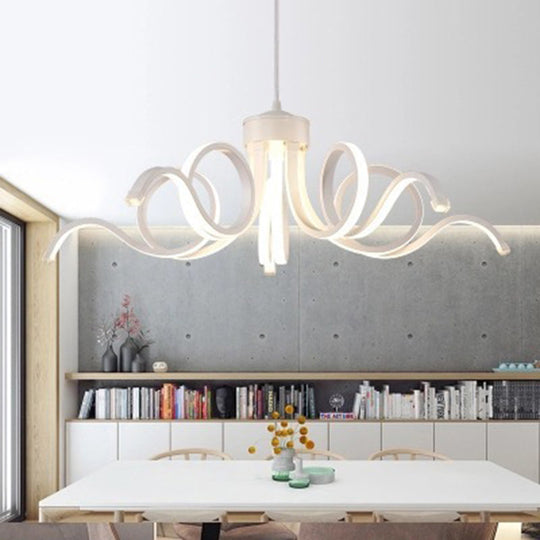 Minimalist Acrylic Led Pendant Light In White - Ideal For Restaurants / B