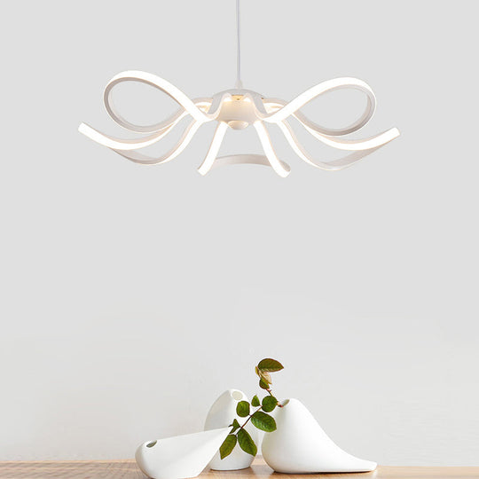 Minimalist LED Pendant Light in White for Restaurants - Flower Chandelier Design