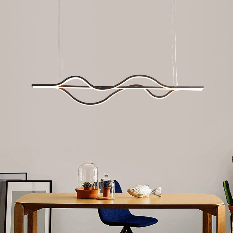 Modern Metallic Led Pendant Light For Dining Room And Island In Coffee
