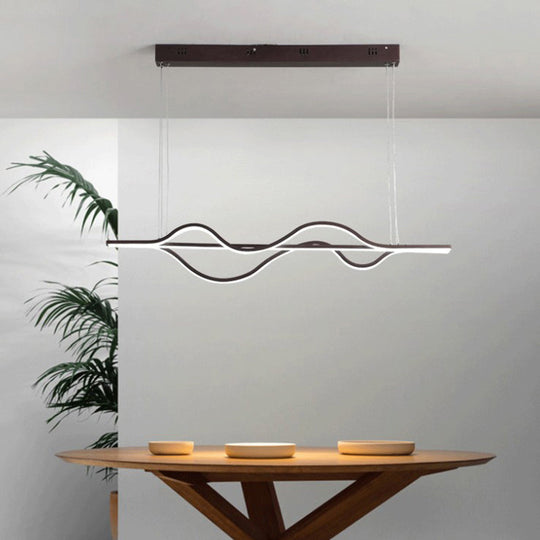 Modern Metallic Led Pendant Light For Dining Room And Island In Coffee