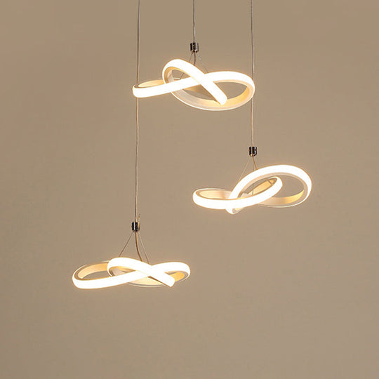 Nordic Seamless Curves Pendant Light - Aluminum Led Hanging Fixture For Dining Room 3 / Gold Warm