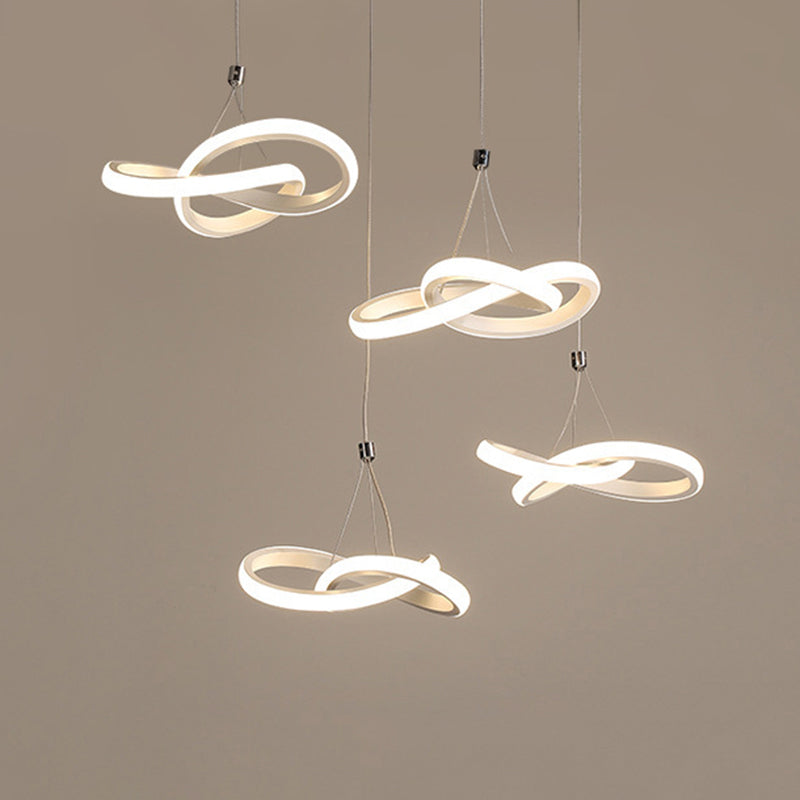 Nordic Seamless Curves Pendant Light - Aluminum Led Hanging Fixture For Dining Room 4 / Gold Warm