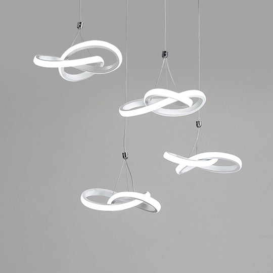 Nordic Seamless Curves Pendant Light - Aluminum Led Hanging Fixture For Dining Room 4 / White Warm